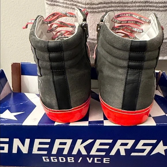 Golden Goose Deluxe Brand Slide Ice Suede Orange High-Top Sneakers - Picture 7 of 12